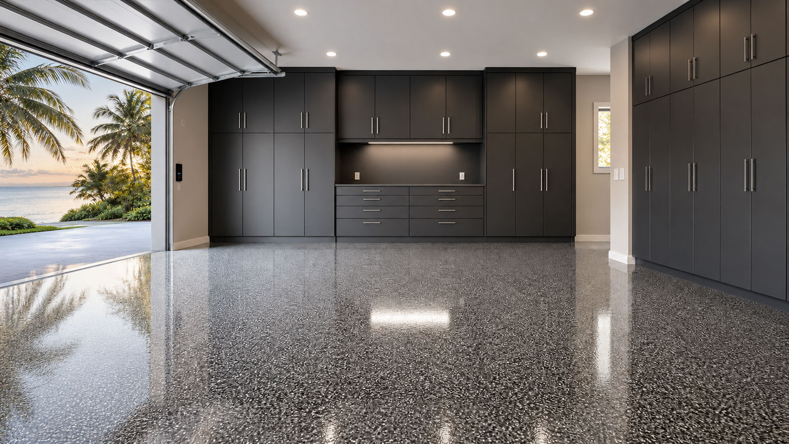 Coated garage floor in a coastal-subtropical setting